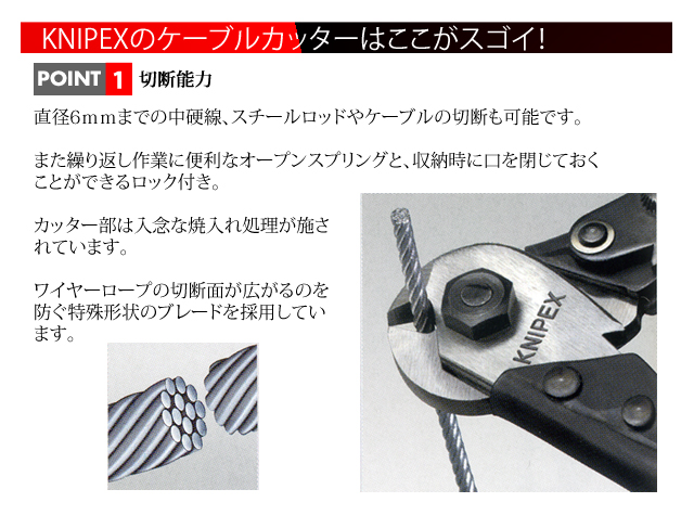 8周年記念イベントが ブルースタイル  店KNIPEX クニペックス 9521-600 ケーブルカッター