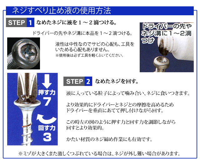 プロ絶賛！　ネジすべり止め液の使用方法