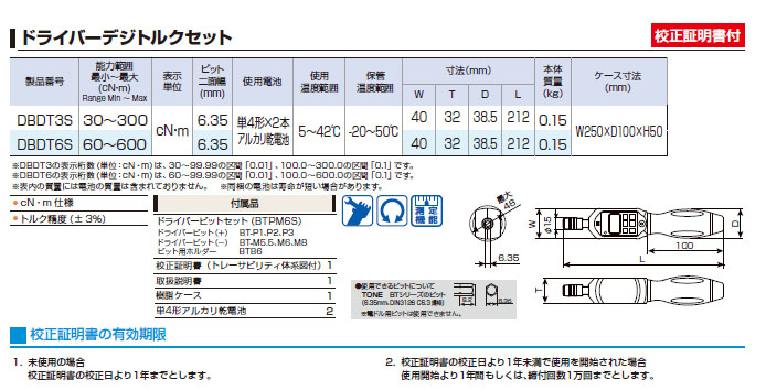 TONE(トネ) DBDT6S トルクドライバー60cN～600cN