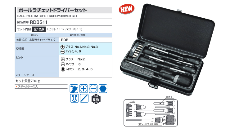 TONE（トネ） ボールラチェットドライバーセット（黒） RDBS11